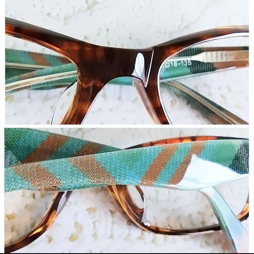 ⭕️Check [PE011] Glasses frame, lattice pattern, tartan check, brown, green