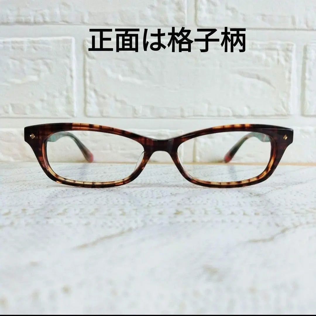 ⭕️Check [PE011] Glasses frame, lattice pattern, tartan check, brown, green