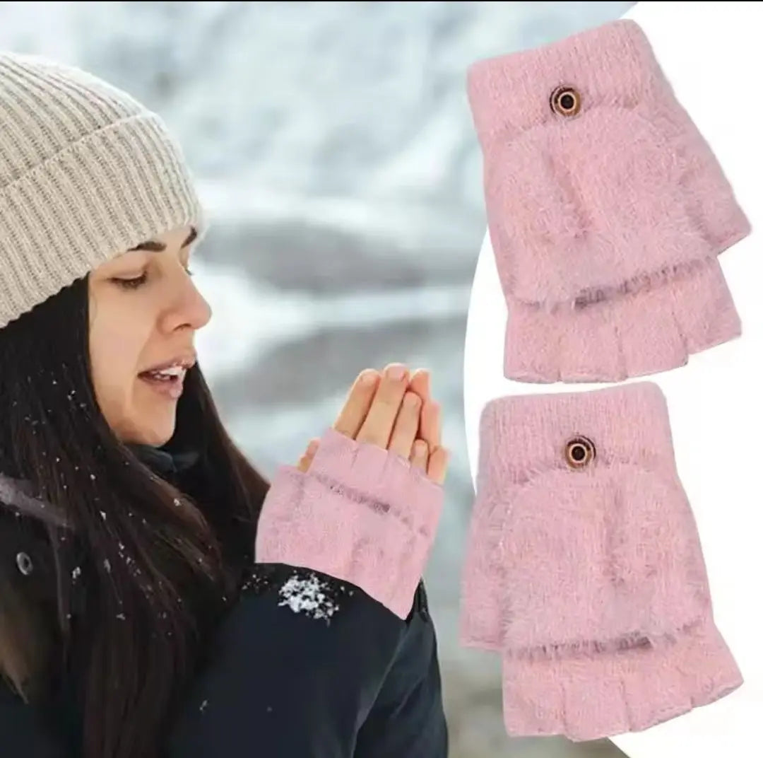 Guantes de mujer, compatibles con smartphones, manoplas bidireccionales, escuela, desplazamientos, botones, rosa | レディース 手袋 スマホ対応 2way ミトン 通学 通勤 ボタン ピンク