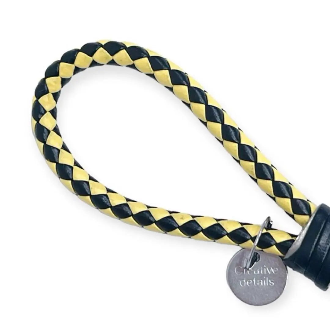 Keychain Keyring Braided Strap Strap Black Yellow