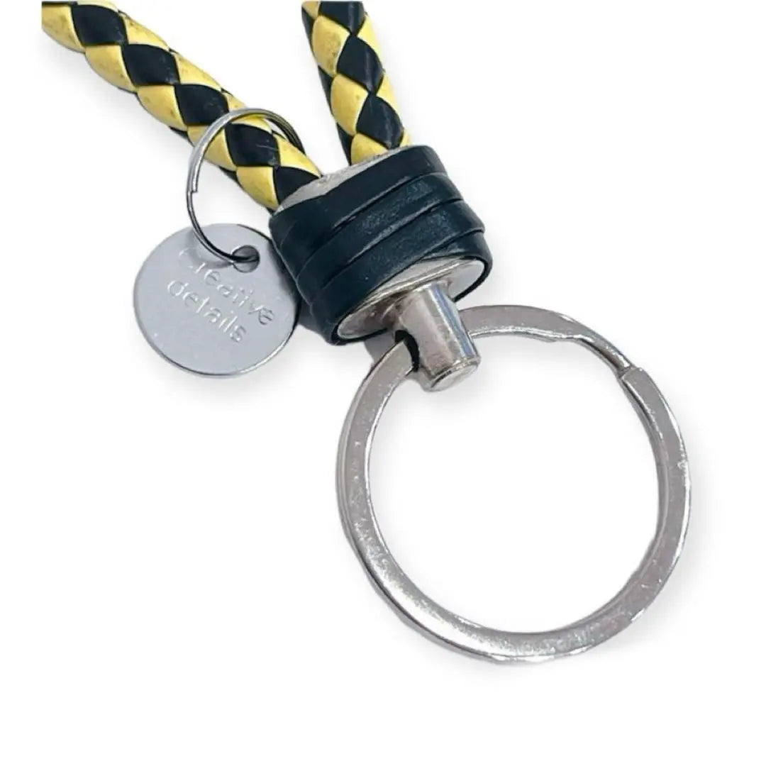 Keychain Keyring Braided Strap Strap Black Yellow