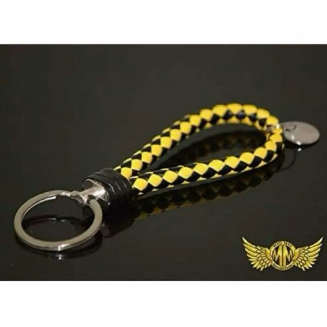 Keychain Keyring Braided Strap Strap Black Yellow