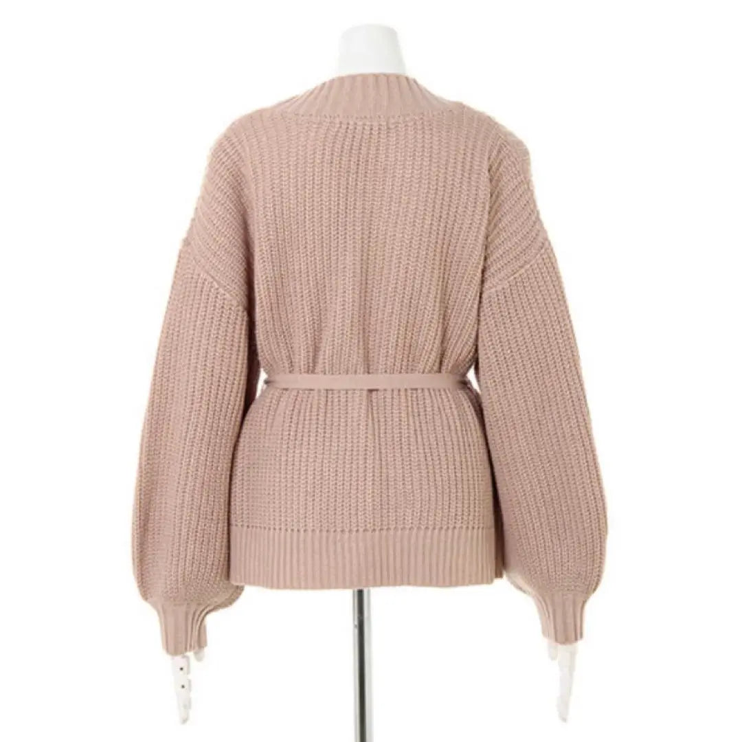 Ing String Belt Loose Knit Cardigan Beige