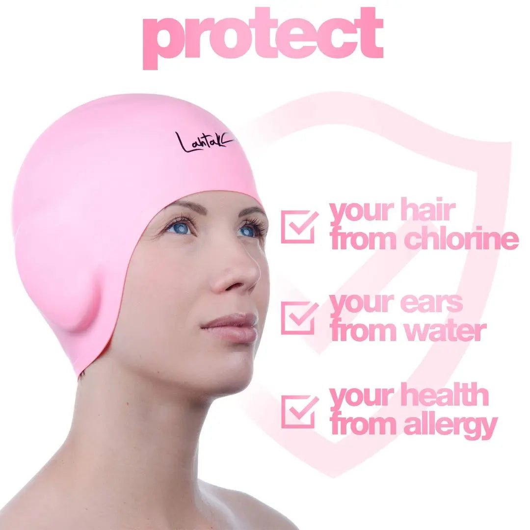 New ⭐️ Swim Cap Ear Protection 3D - Women's Swimming Cap - Silicone