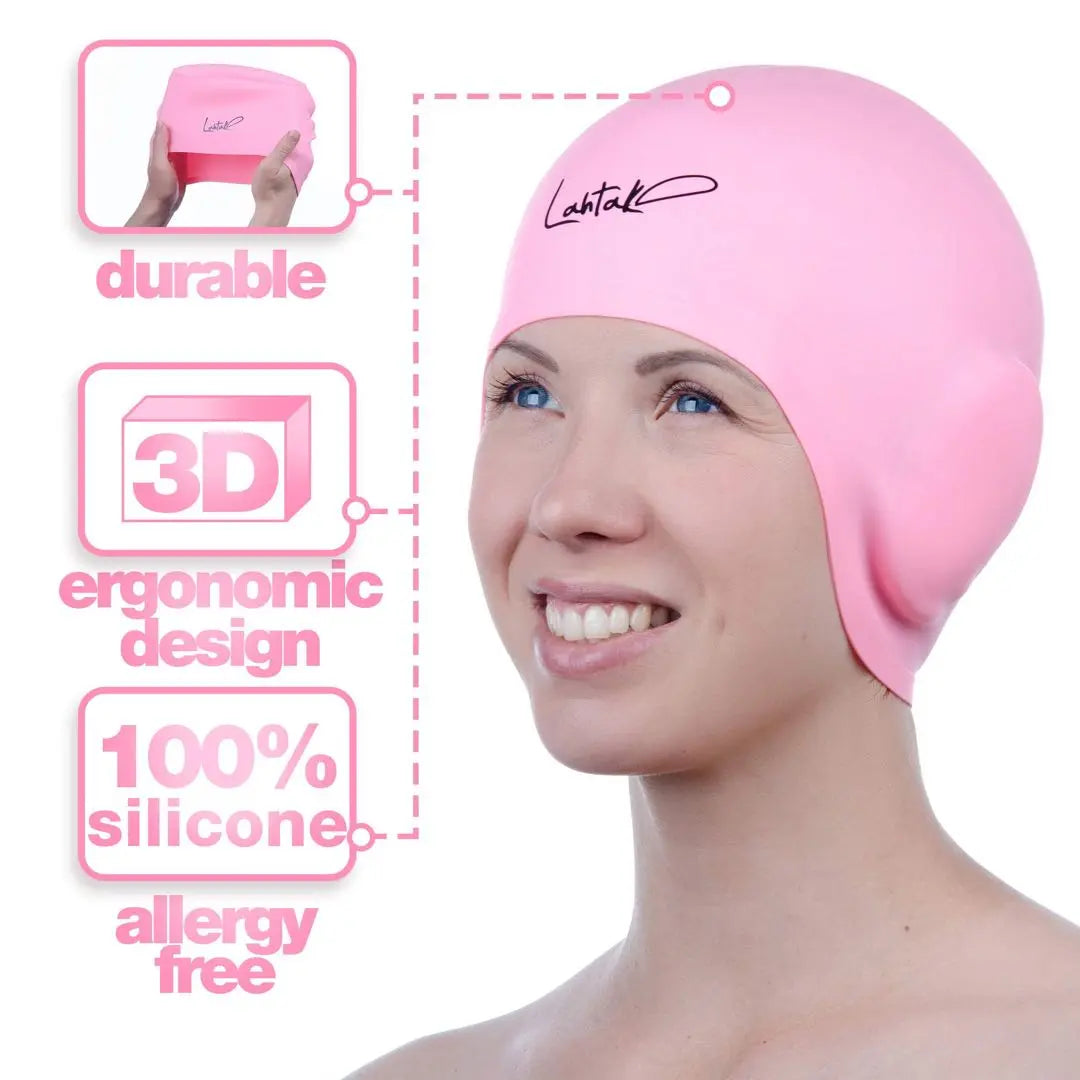 New ⭐️ Swim Cap Ear Protection 3D - Women's Swimming Cap - Silicone