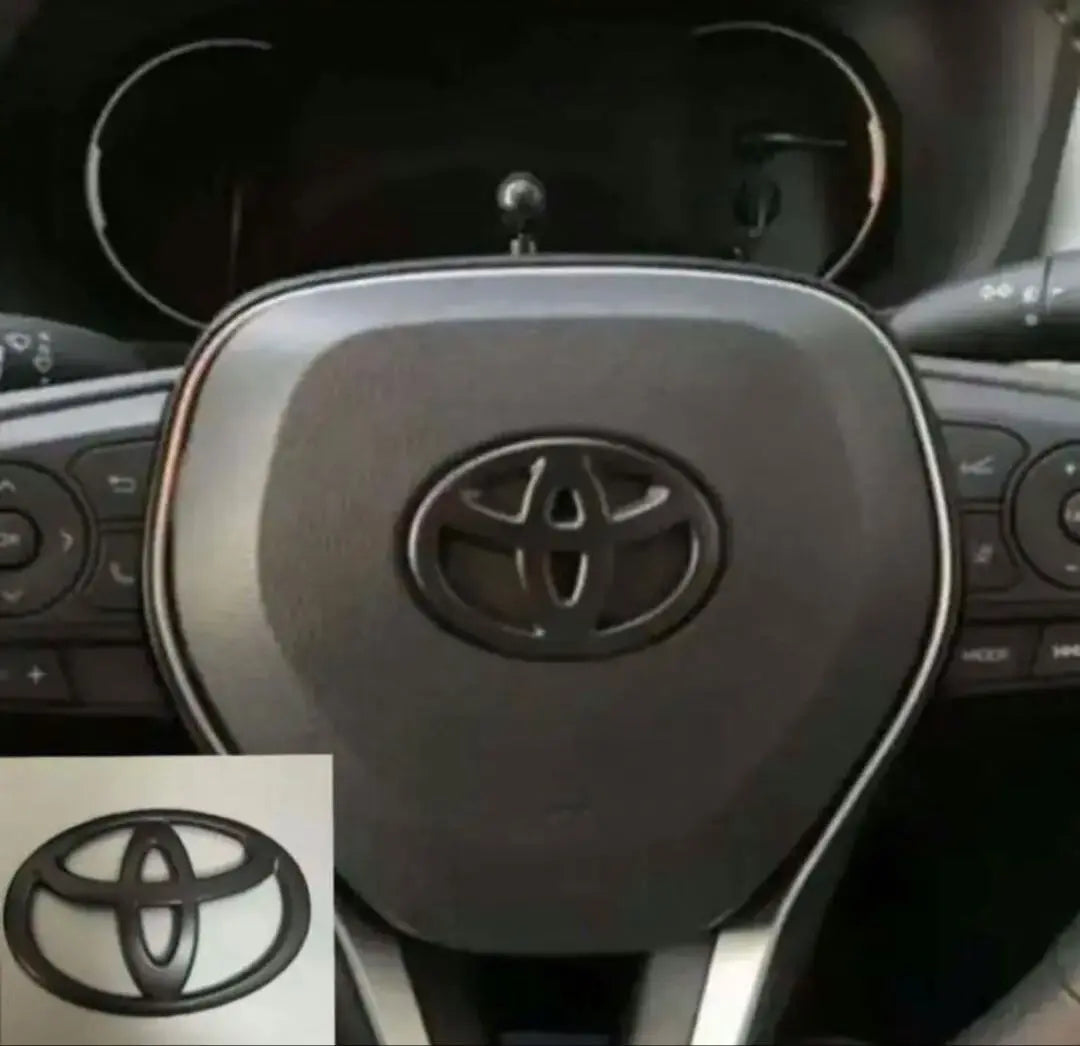 Toyota Steering Emblem Mat Black Emblem Cover Gloss | トヨタ　ステアリングエンブレム　マットブラック　エンブレムカバー　艶なし