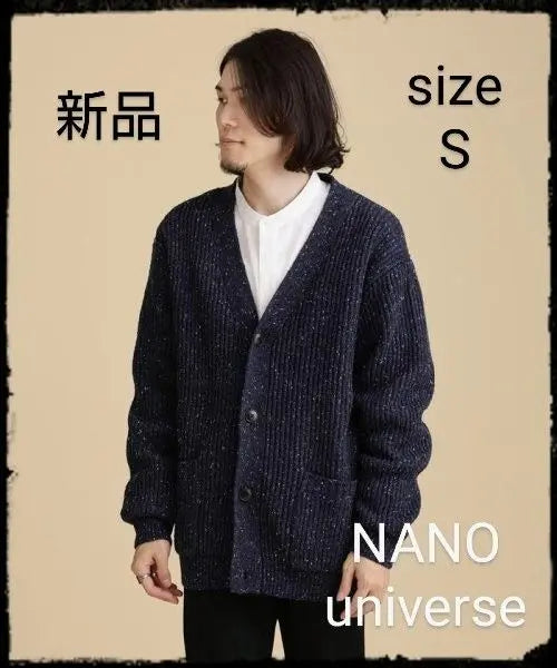 NANO universe [New] Cardigan Knit Sweater Navy S