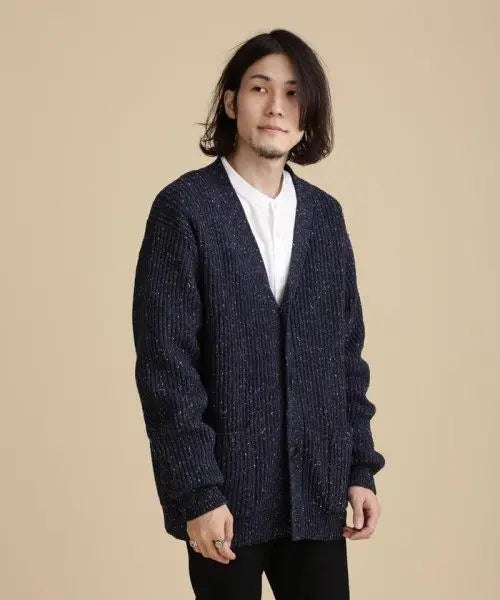 NANO universe [New] Cardigan Knit Sweater Navy S