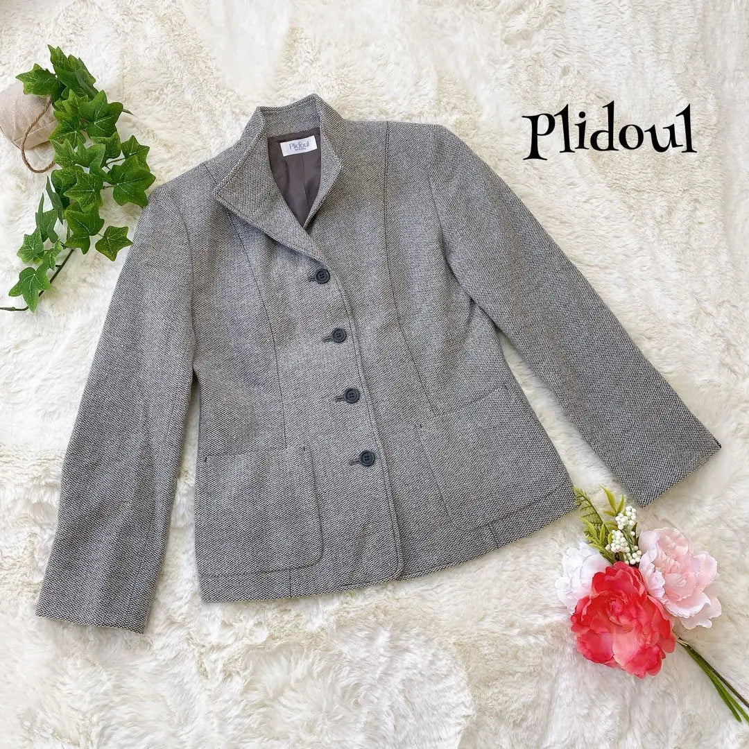 E-3232 ✱Piidoul✱ Tokyo Style Jacket Gray All Over Pattern