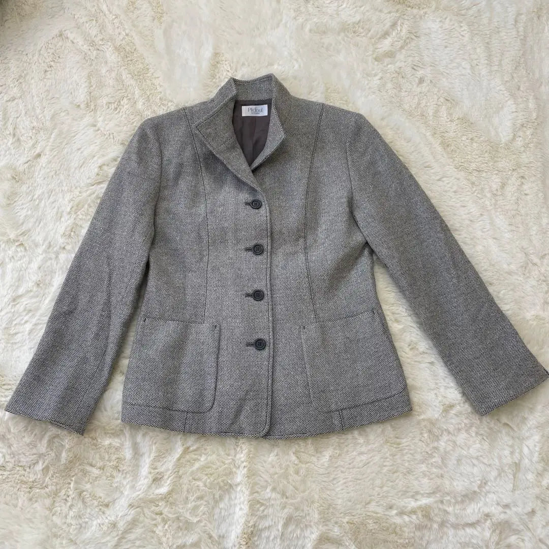 E-3232 ✱Piidoul✱ Tokyo Style Jacket Gray All Over Pattern