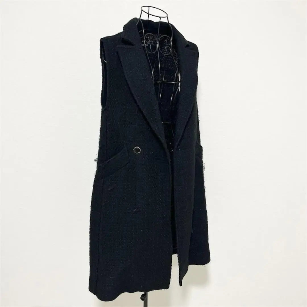 ZARA Gilet Vest S Black Long Length Thick Cover Simple Beautiful