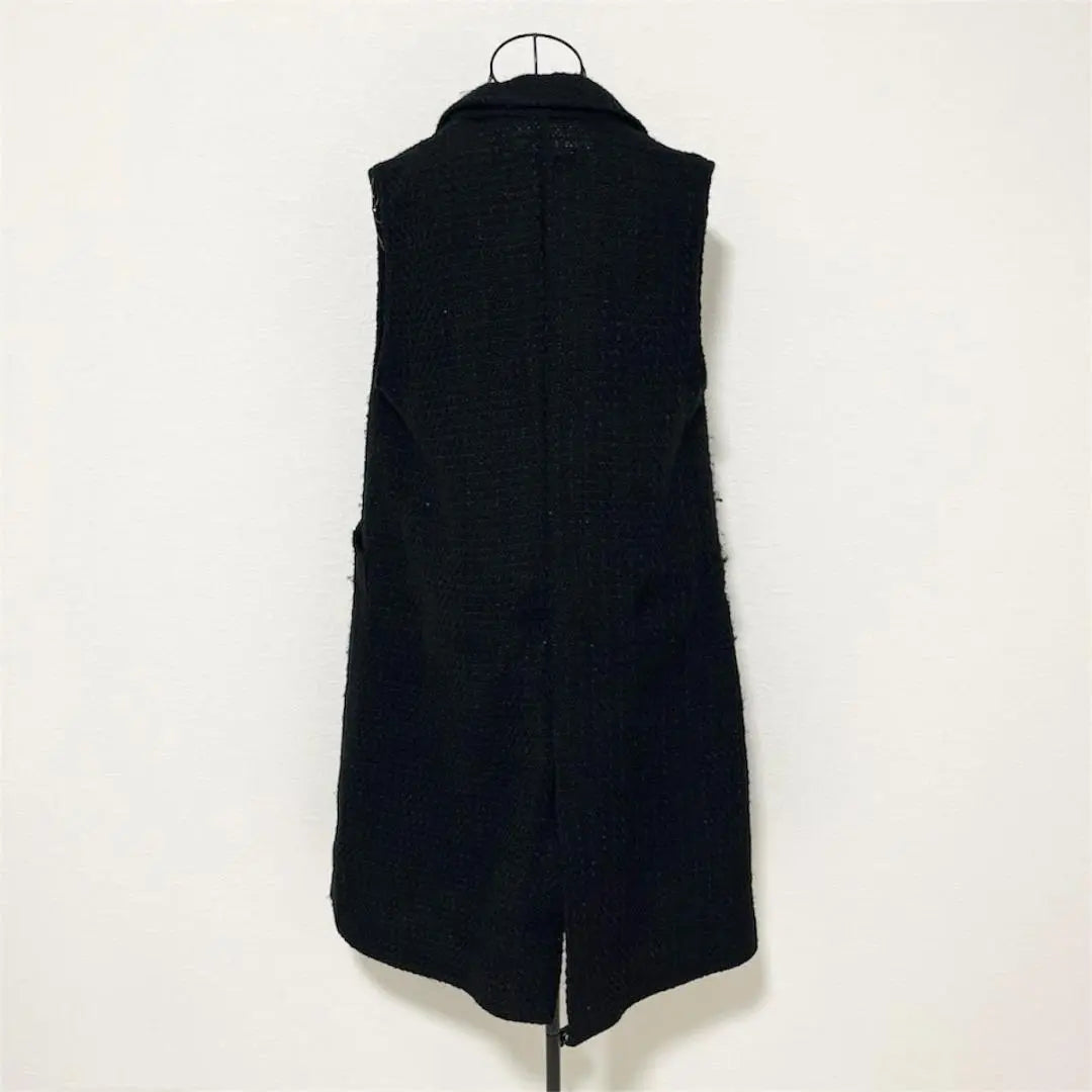 ZARA Gilet Vest S Black Long Length Thick Cover Simple Beautiful