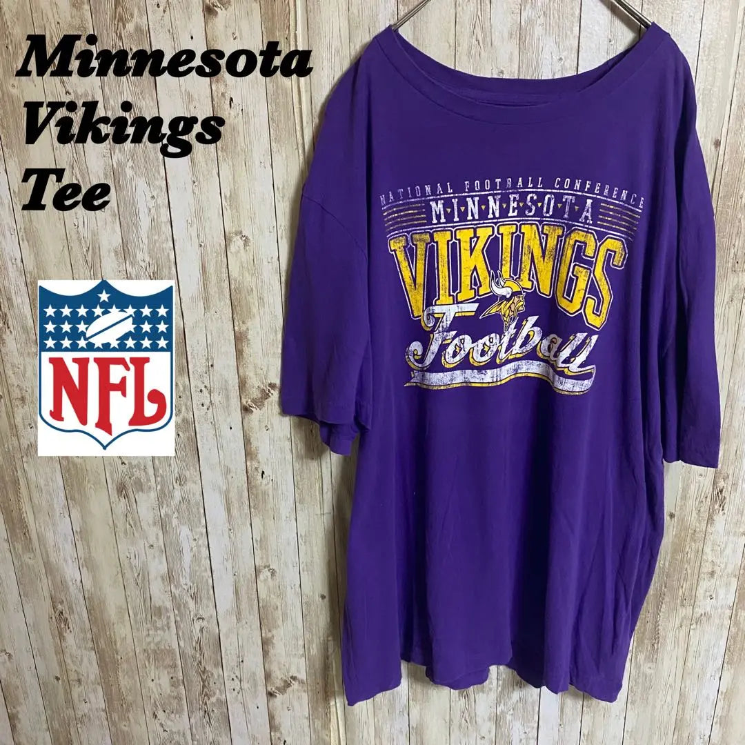 [B59] Camiseta con estampado de logotipo grande del equipo Minnesota Vikings de la NFL