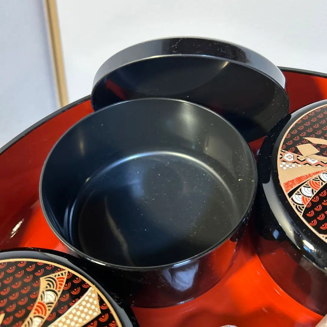 Final price reduction Yamanaka lacquer ware lacquered sushi with lids with lid 5 customers set Chirashi Sushi