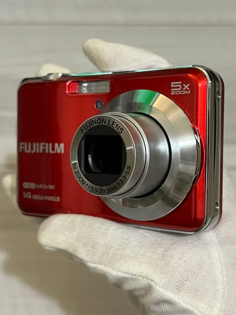 [Good condition] FUJIFILM AX600 with SD card, digital camera, red, box included