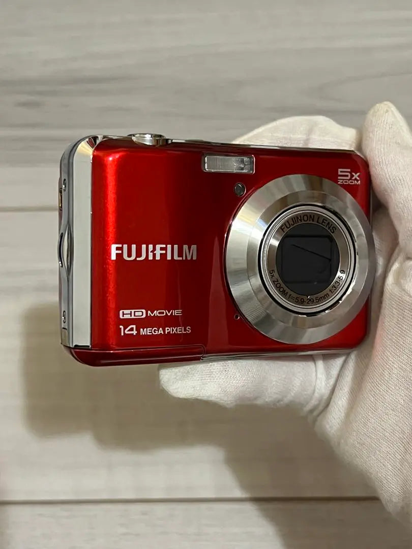 [Good condition] FUJIFILM AX600 with SD card, digital camera, red, box included