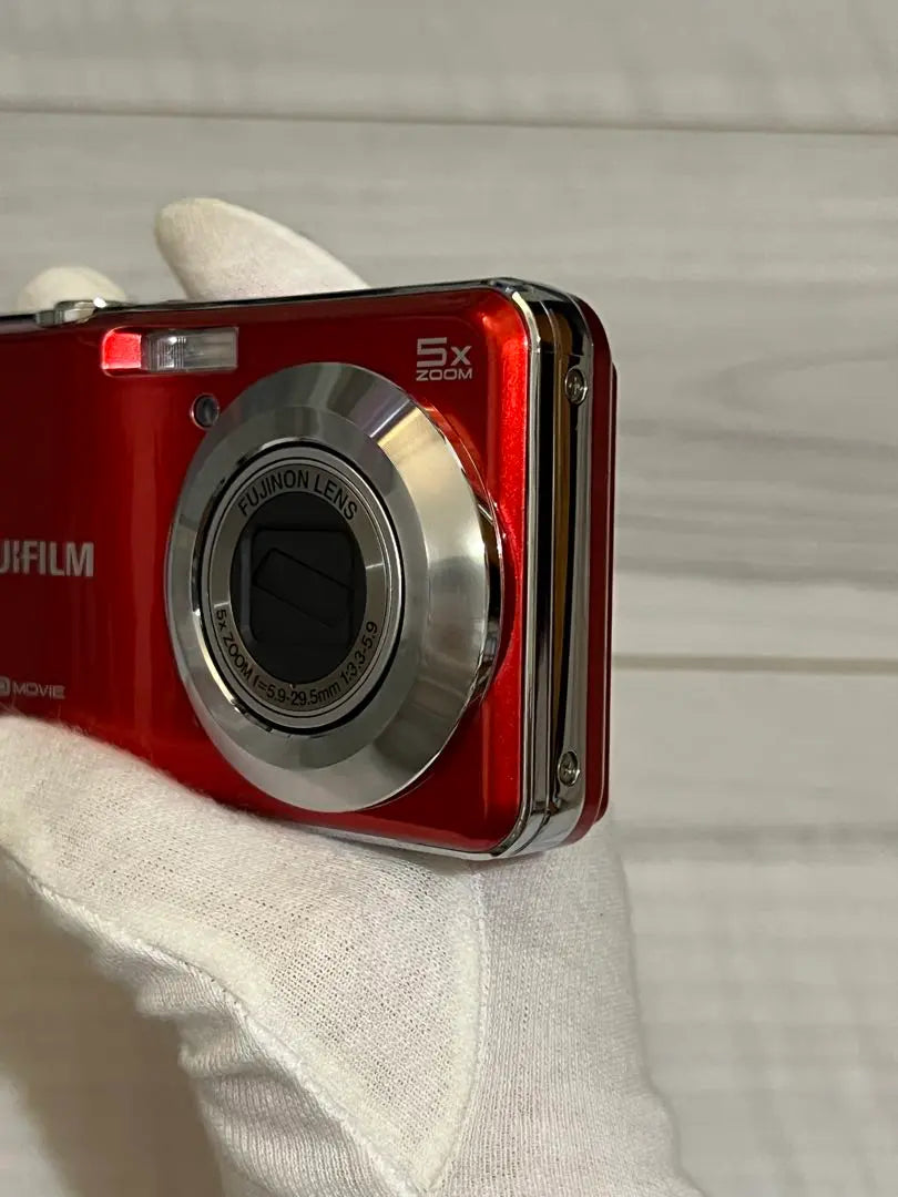 [Good condition] FUJIFILM AX600 with SD card, digital camera, red, box included