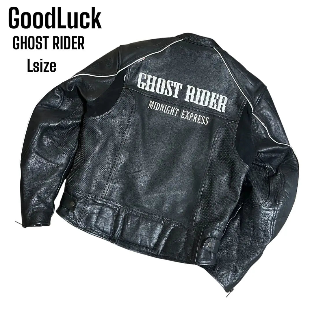 GHOST RIDER Cuero de Vacuno Monoplaza con Almohadillas Talla L | GHOST RIDER シングルライダース カウハイドレザー パット有 Lサイズ