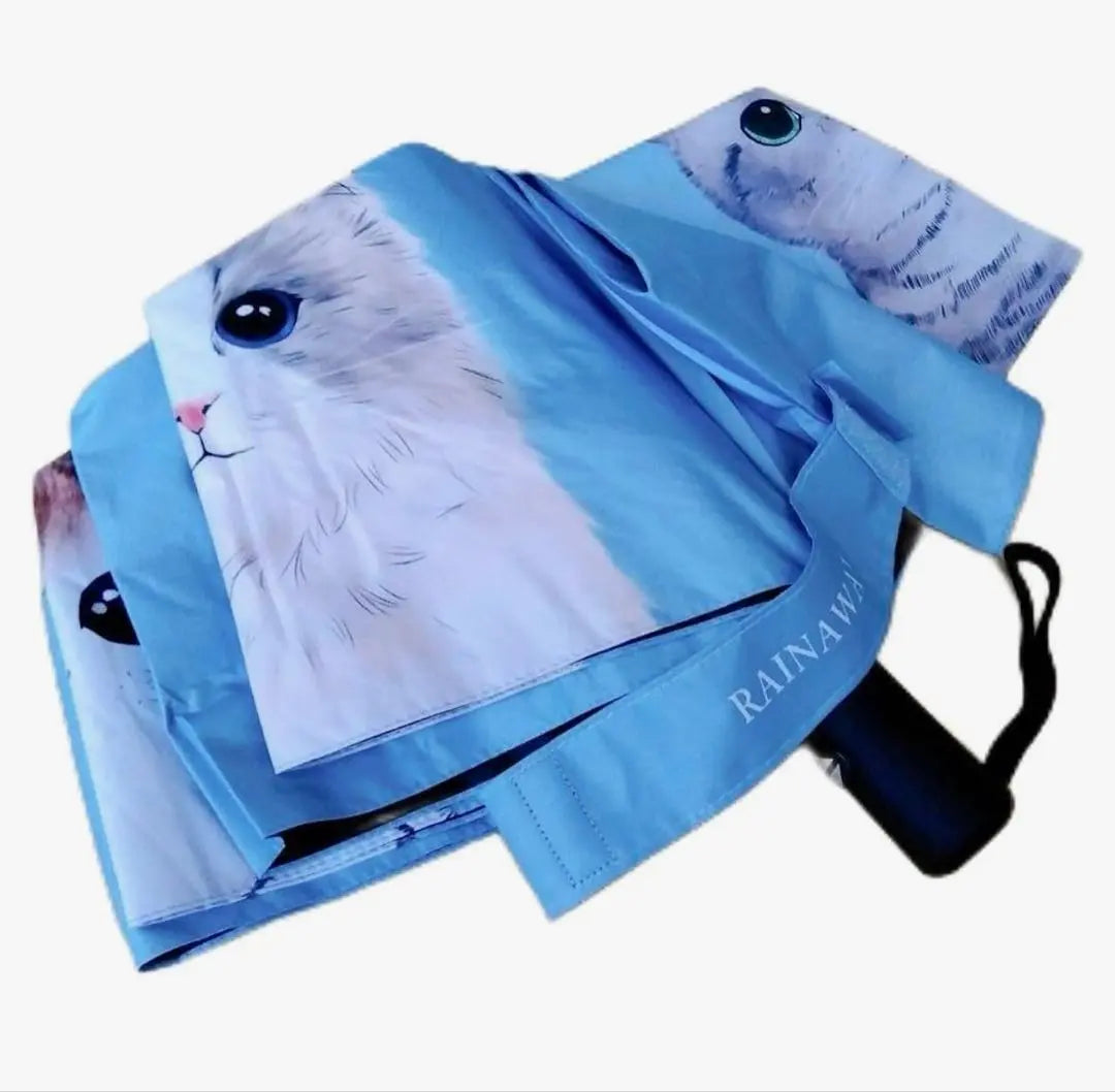 ★RAINA folding umbrella cat design blue