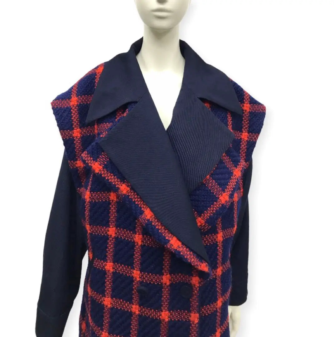 New Traditional Crafts Side Swing Hide Embroidery Luxury Wool Coat 2WAY Rare One Point Navy Red Blue Blue