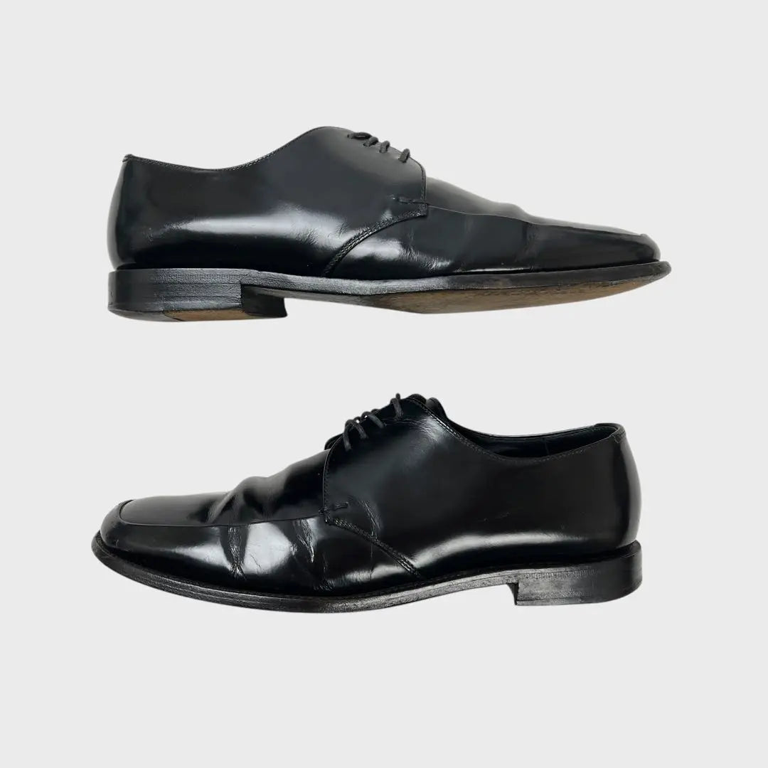 PRADA square toe leather shoes black