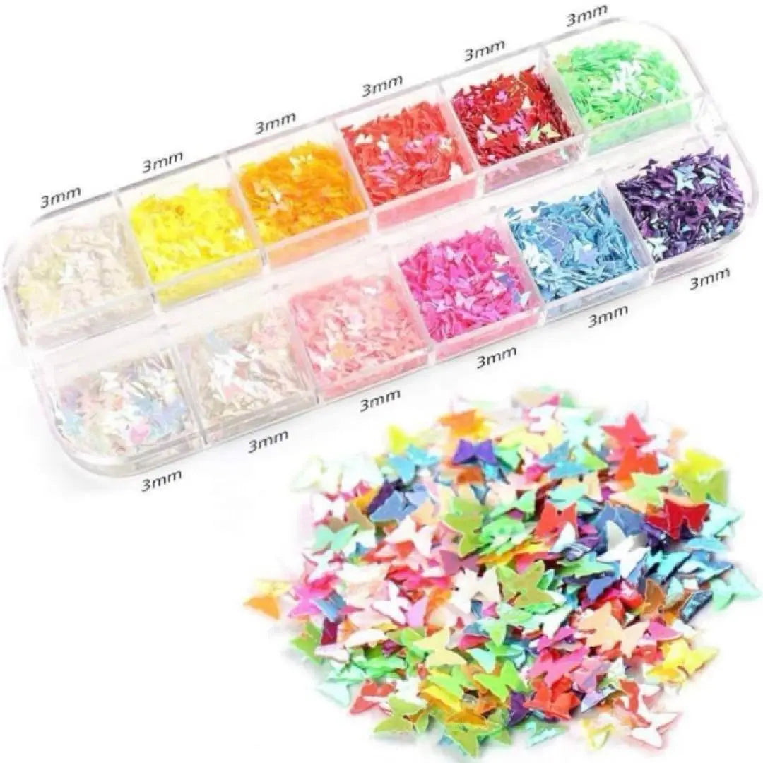 Nail parts Nail art kit Glitter Butterfly Butterfly Glitter 24 colors