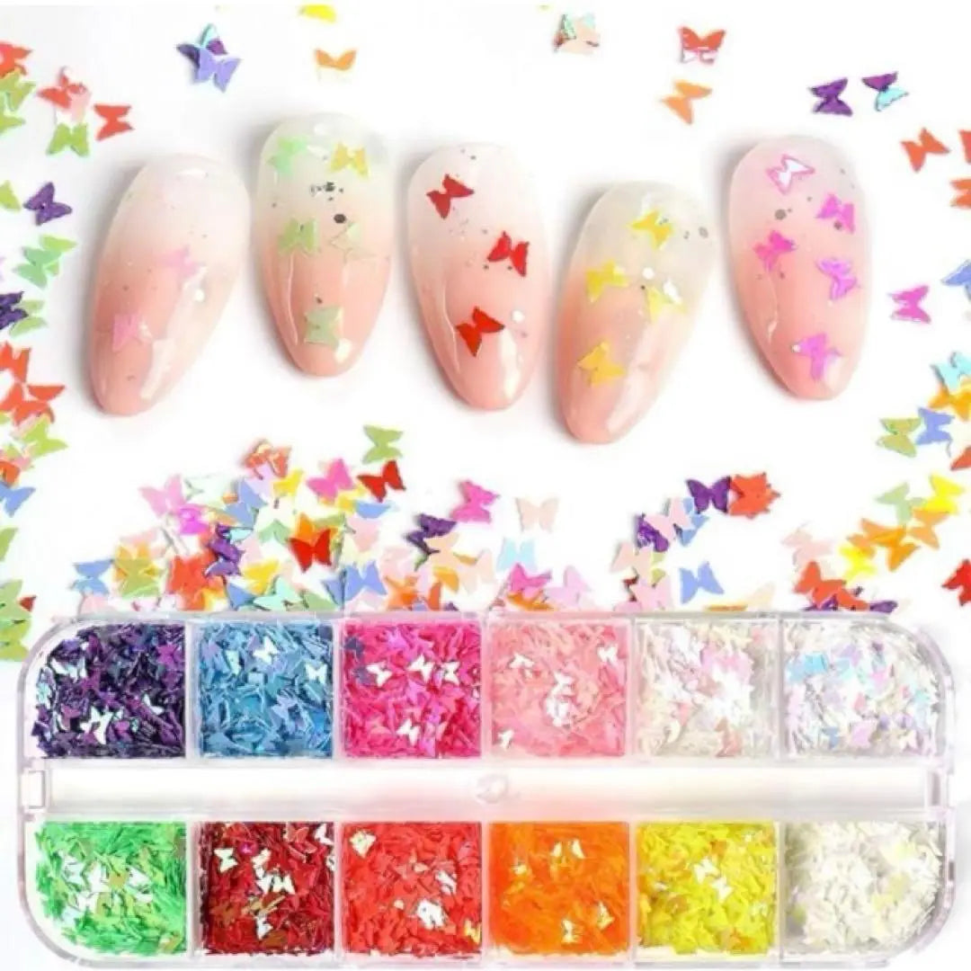 Nail parts Nail art kit Glitter Butterfly Butterfly Glitter 24 colors