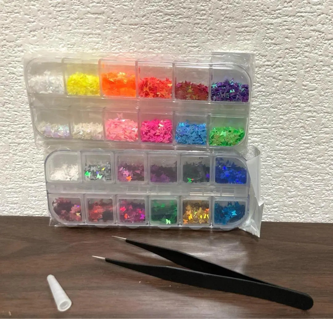 Nail parts Nail art kit Glitter Butterfly Butterfly Glitter 24 colors