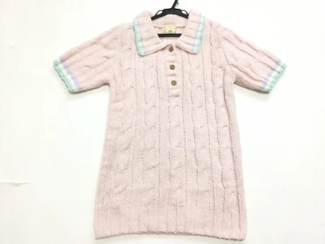 ✈ Gelato Pique Cable Knit Short Sleeve Knit Sweater Pink M L Winter Spring