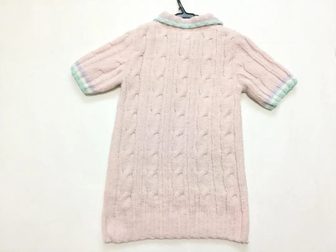 ✈ Gelato Pique Cable Knit Short Sleeve Knit Sweater Pink M L Winter Spring