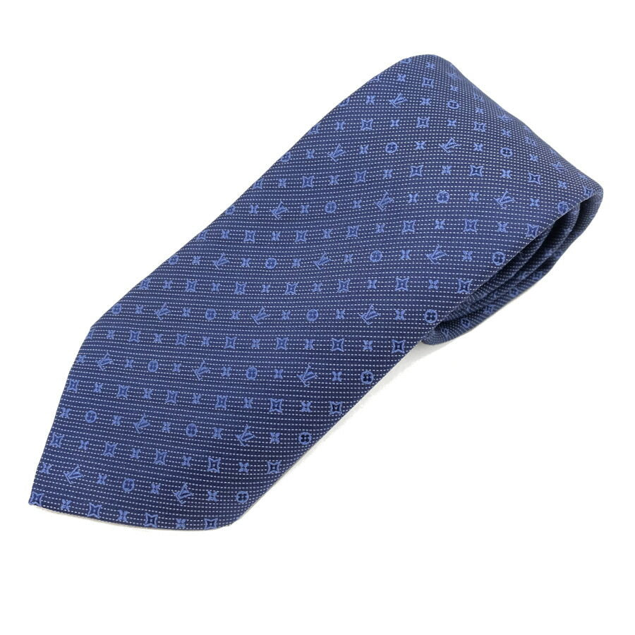 Louis Vuitton LOUIS VUITTON Tie Cravat Monogram Classic 8CM Silk 100% Marine Blue Navy Blue Logo Dot Jacquard Gift Present M70953 New