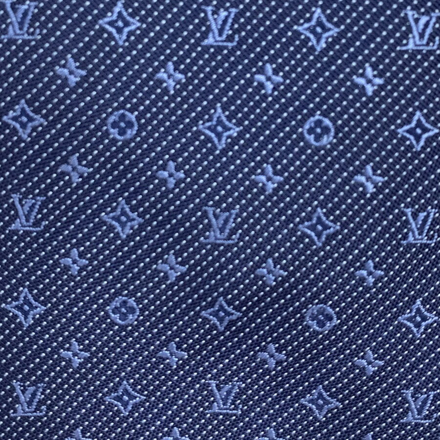 Louis Vuitton LOUIS VUITTON Tie Cravat Monogram Classic 8CM Silk 100% Marine Blue Navy Blue Logo Dot Jacquard Gift Present M70953 New