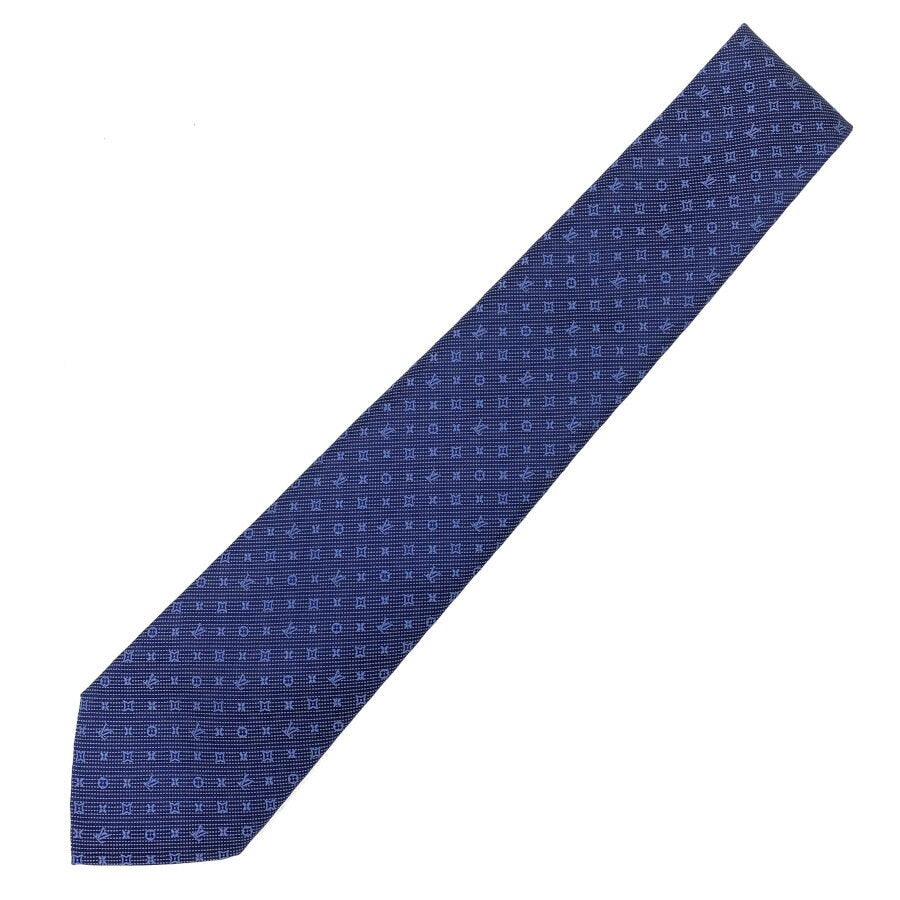 Louis Vuitton LOUIS VUITTON Tie Cravat Monogram Classic 8CM Silk 100% Marine Blue Navy Blue Logo Dot Jacquard Gift Present M70953 New