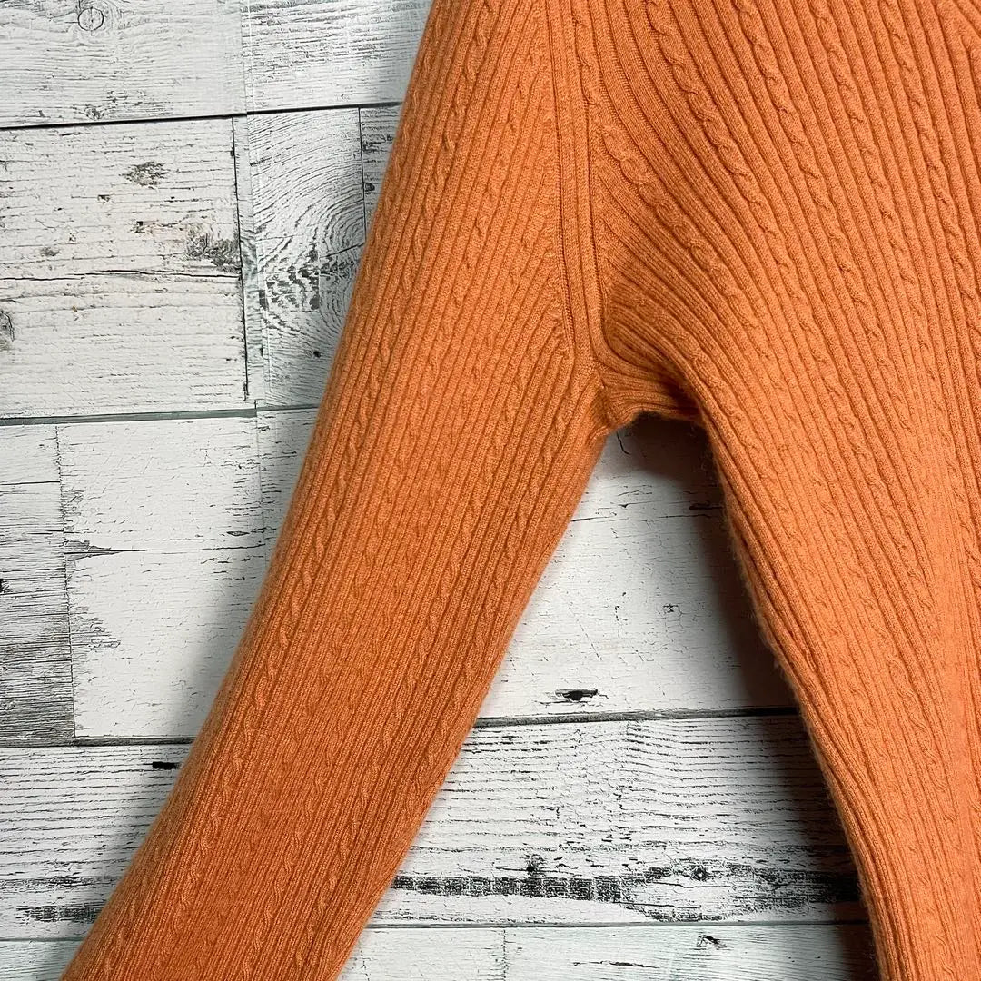 ☆Silk & Cashmere☆ Morihanae Cable Knit Cardigan Rib Knit Orange