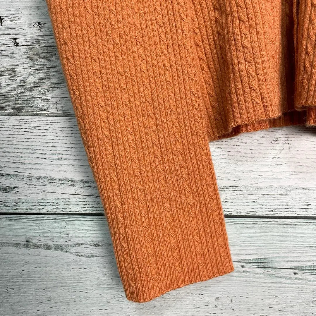 ☆Silk & Cashmere☆ Morihanae Cable Knit Cardigan Rib Knit Orange