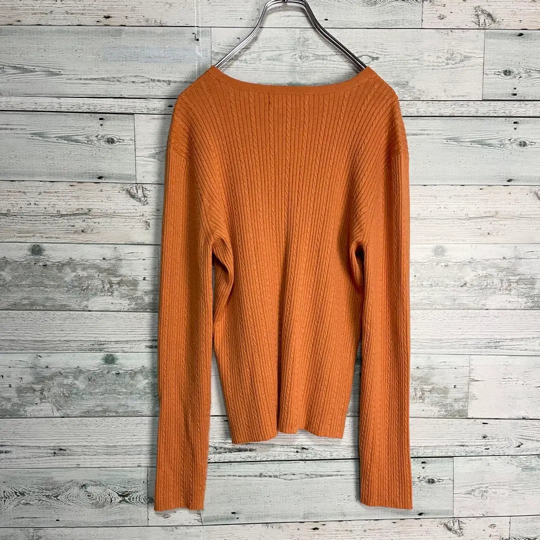 ☆Silk & Cashmere☆ Morihanae Cable Knit Cardigan Rib Knit Orange