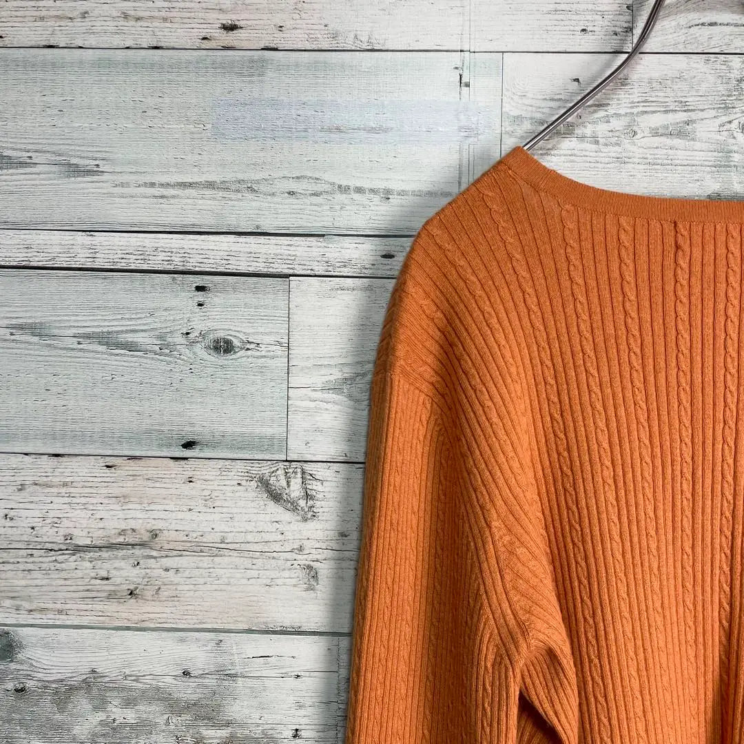 ☆Silk & Cashmere☆ Morihanae Cable Knit Cardigan Rib Knit Orange