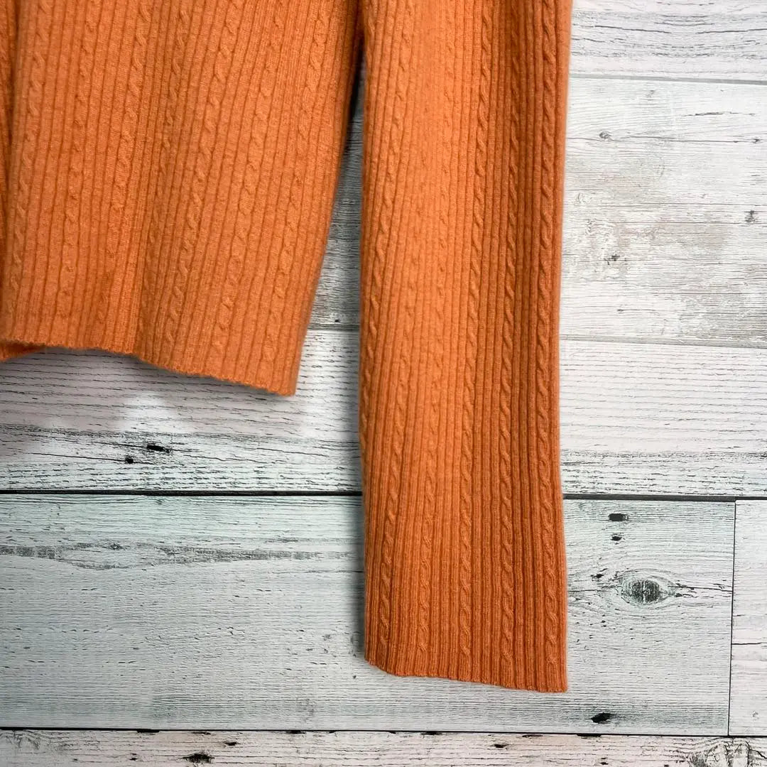 ☆Silk & Cashmere☆ Morihanae Cable Knit Cardigan Rib Knit Orange