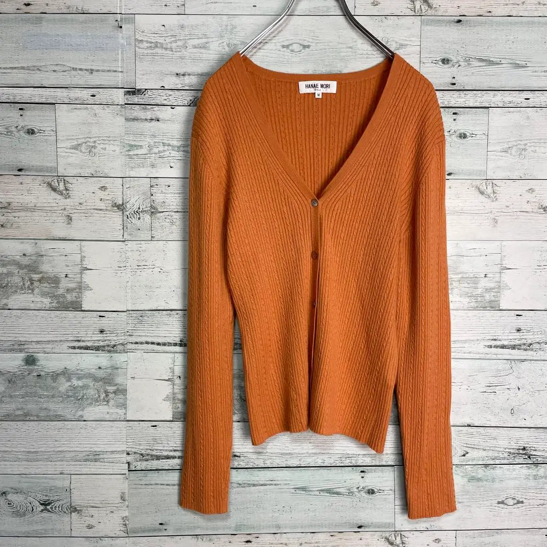 ☆Silk & Cashmere☆ Morihanae Cable Knit Cardigan Rib Knit Orange