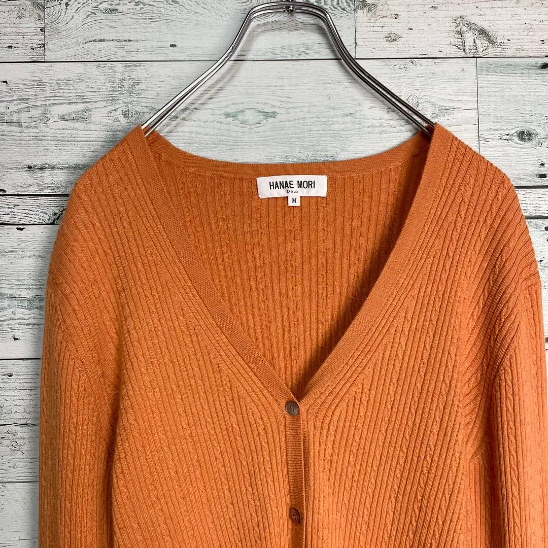 ☆Silk & Cashmere☆ Morihanae Cable Knit Cardigan Rib Knit Orange