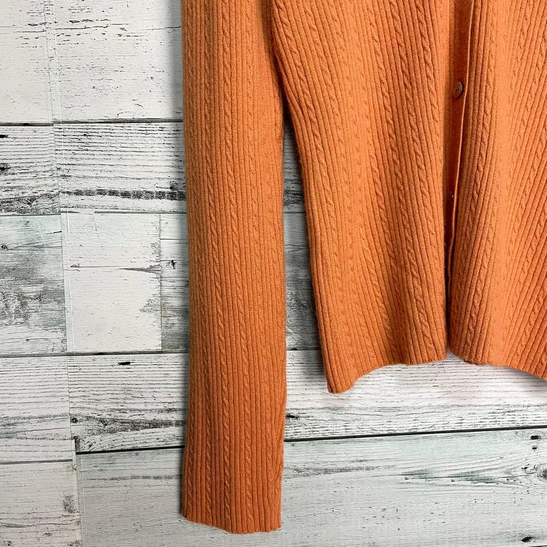 ☆Silk & Cashmere☆ Morihanae Cable Knit Cardigan Rib Knit Orange