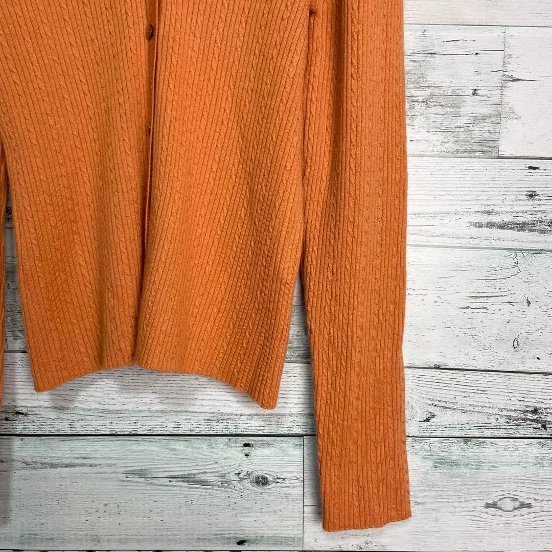 ☆Silk & Cashmere☆ Morihanae Cable Knit Cardigan Rib Knit Orange