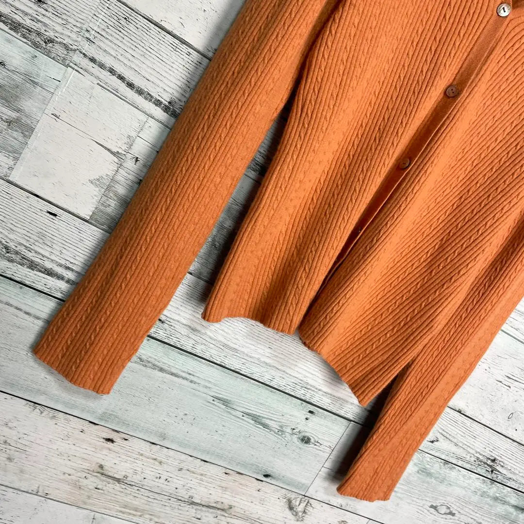 ☆Silk & Cashmere☆ Morihanae Cable Knit Cardigan Rib Knit Orange