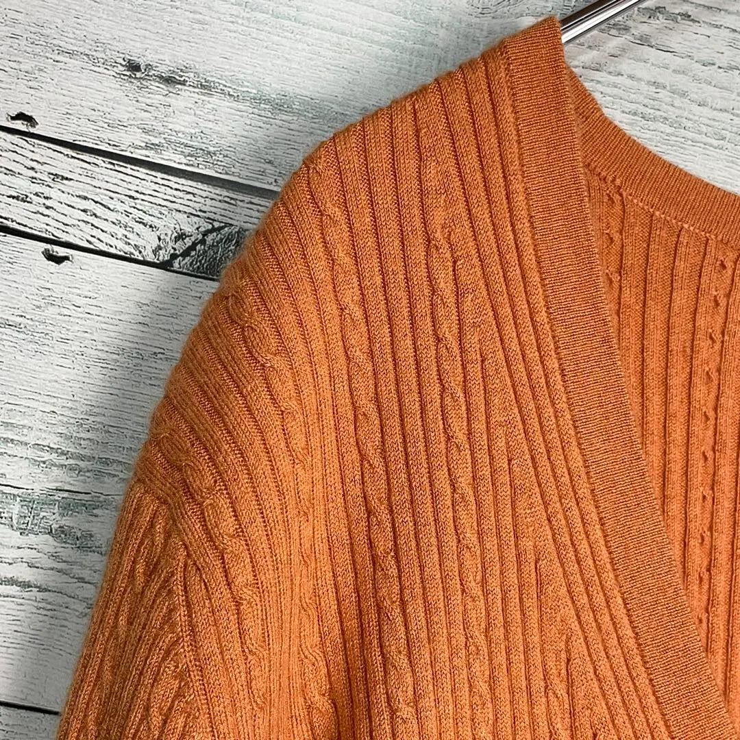 ☆Silk & Cashmere☆ Morihanae Cable Knit Cardigan Rib Knit Orange