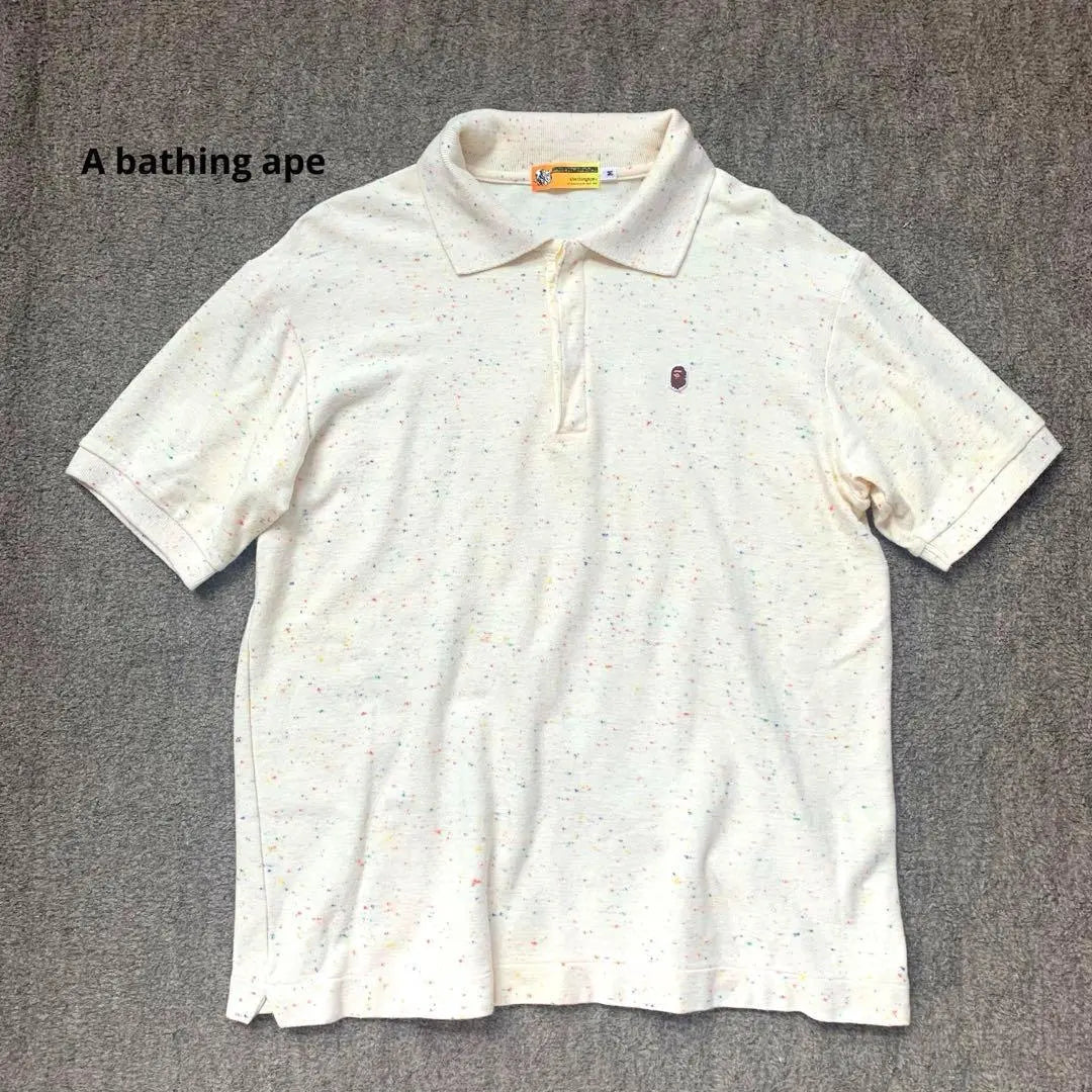 [Good condition] A BATHING APE APE polo shirt embroidered marble size M