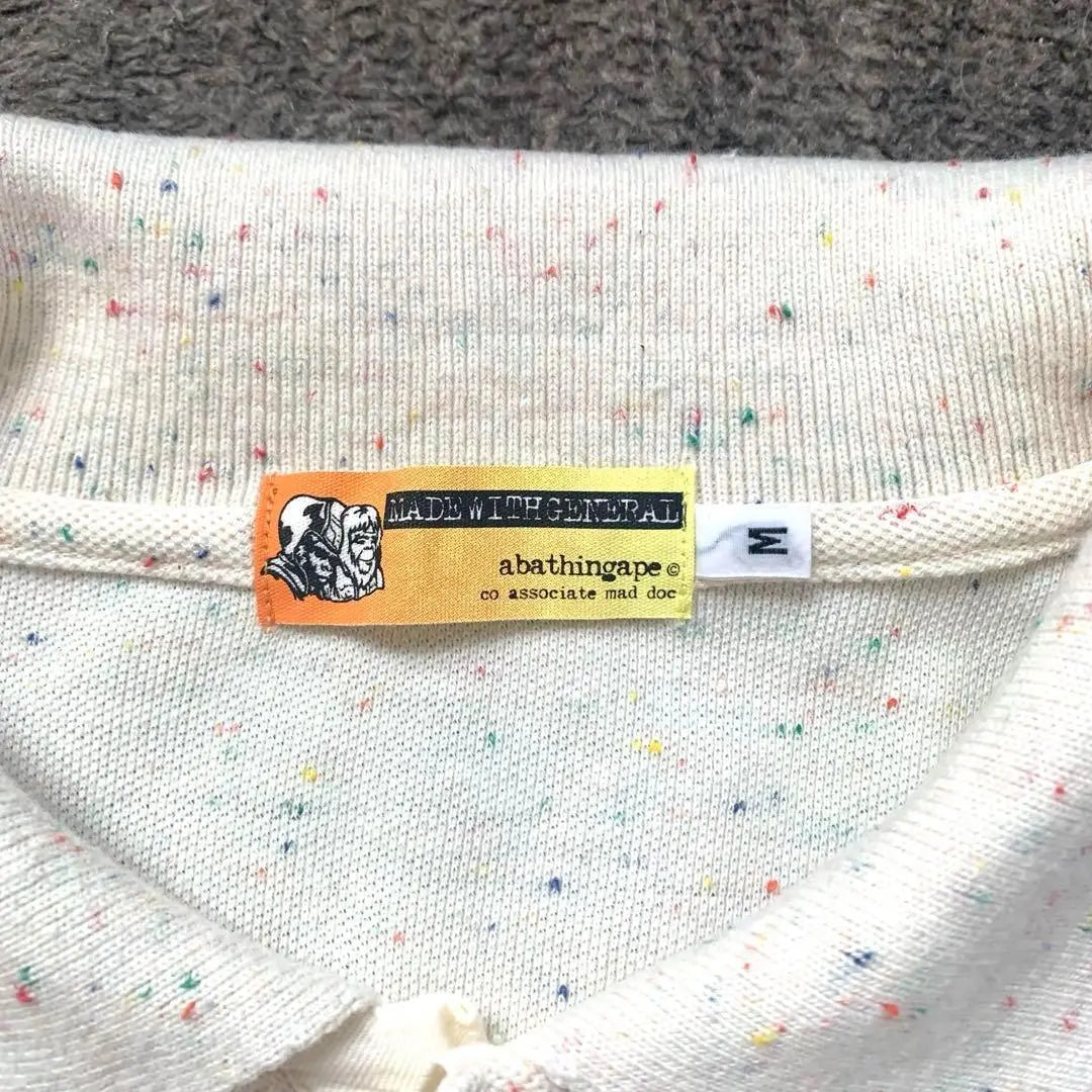 [Good condition] A BATHING APE APE polo shirt embroidered marble size M