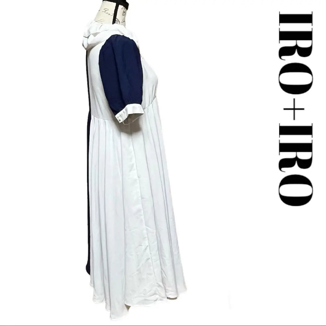 IRO+IRO Dress, bicolor, two colors, full circle, two-tone, blue, white, blue