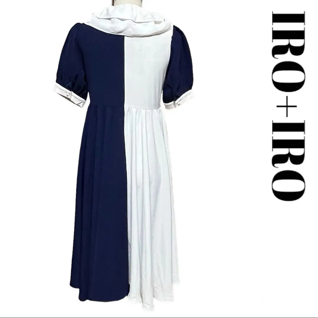 IRO+IRO Dress, bicolor, two colors, full circle, two-tone, blue, white, blue