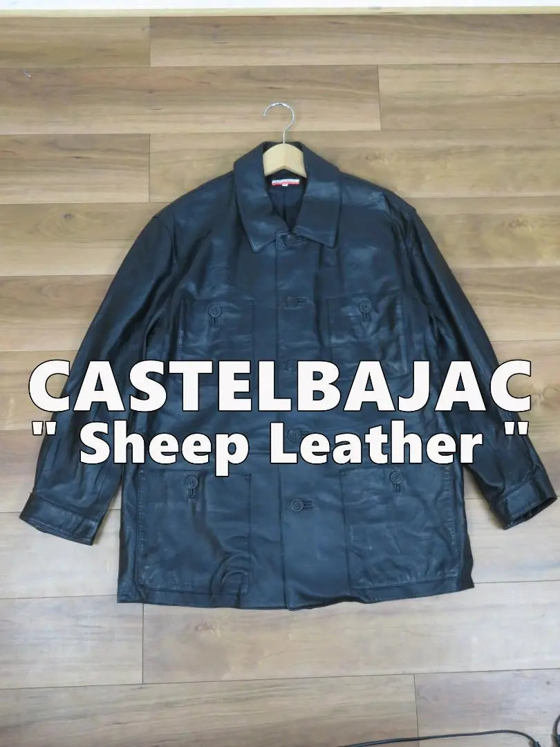 Chaqueta de piel de oveja Castelbajac 4 chaqueta de cuero medio abrigo para hombre