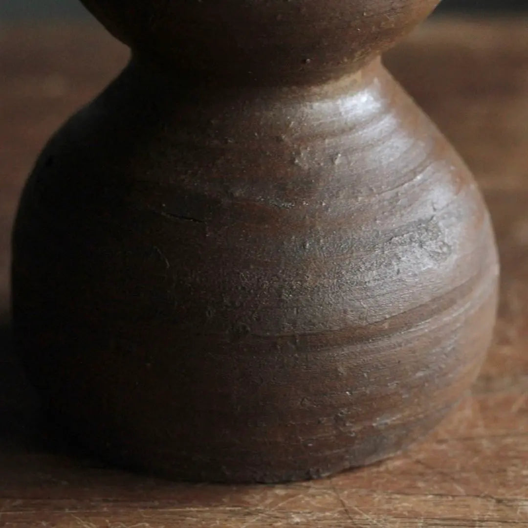 Antigua botella de sake Bizen con forma de calabaza Artículos Bizen Recipiente para sake Período Muromachi Arte antiguo Herramientas antiguas